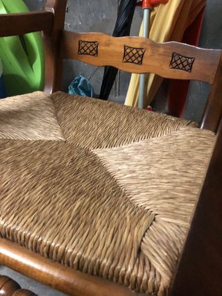 Butaca balancin madera maciza  vintage y anea