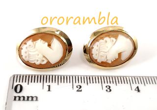 Pendientes oro 18k con camafeo