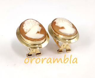 Pendientes oro 18k con camafeo