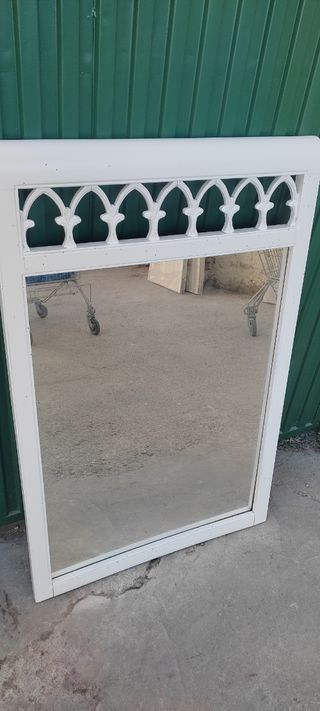 espejo antiguo lacado blanco