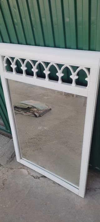 espejo antiguo lacado blanco