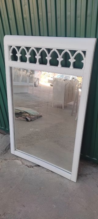 espejo antiguo lacado blanco