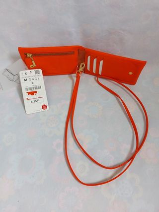 Cartera pequeña piel naranja nueva