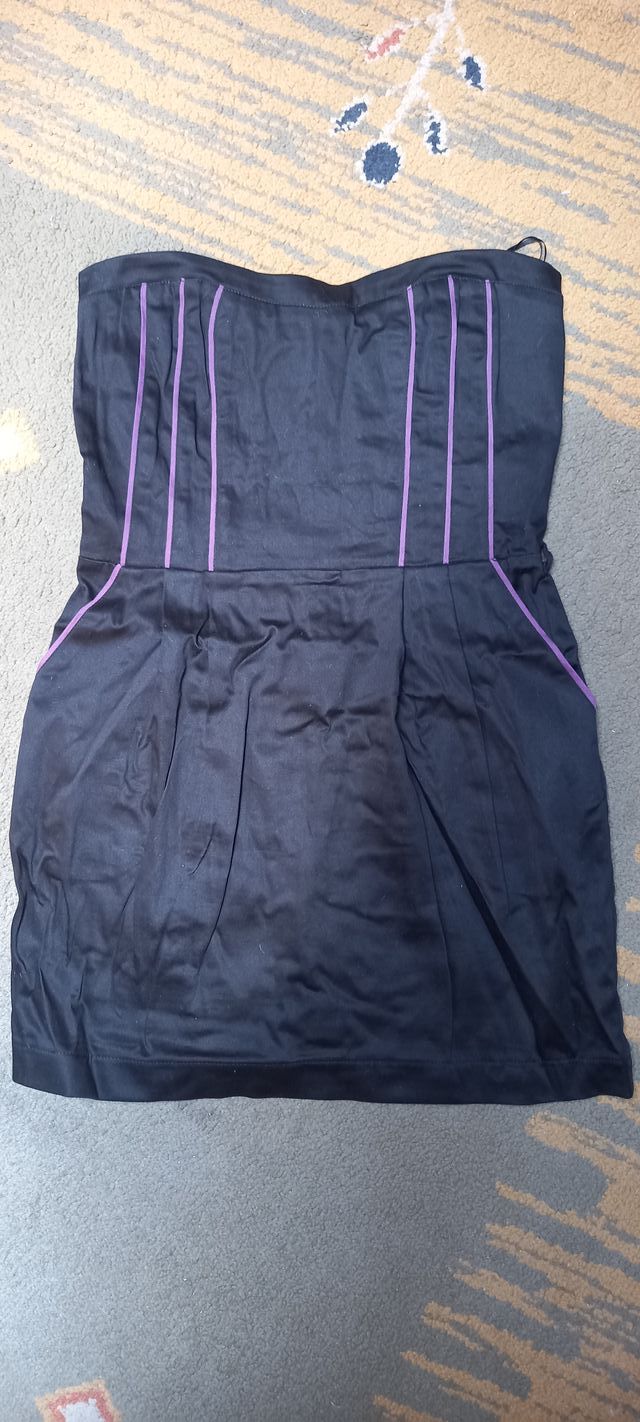 Vestido corto palabra de honor negro, talla M