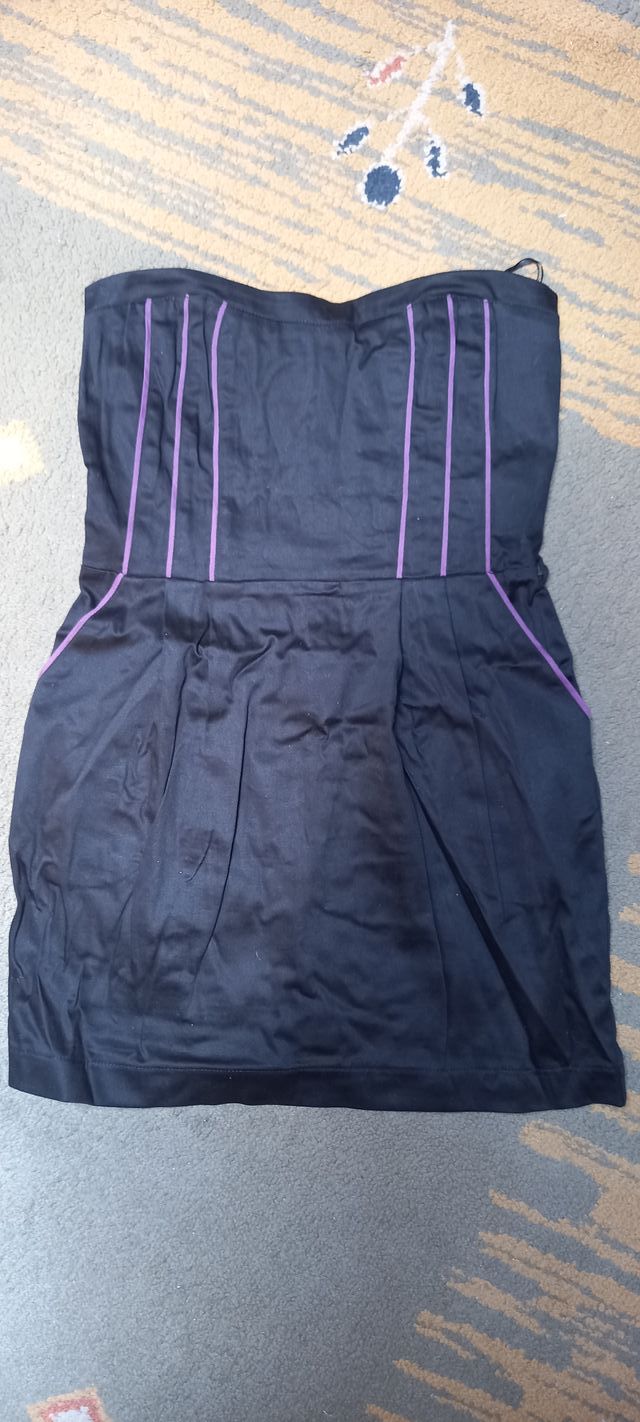 Vestido corto palabra de honor negro, talla M