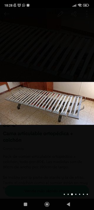 Cama articulada ortopédica + colchón (80x190cm)