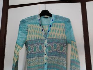 blusa gasa verde claro encaje L