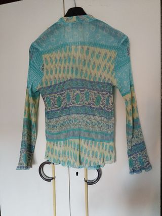 blusa gasa verde claro encaje L