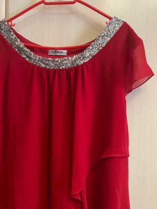 Vestido rojo formal de volantes talla 42/44