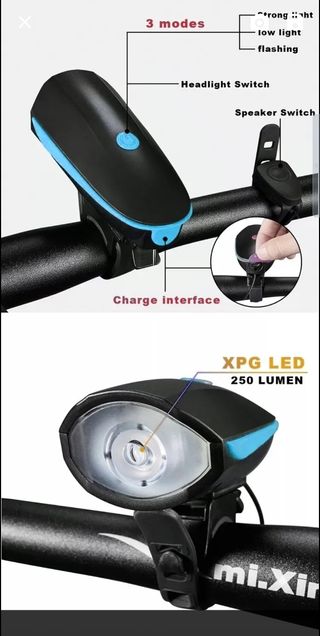 Luz delantera bicicleta con bocina extra fuerte