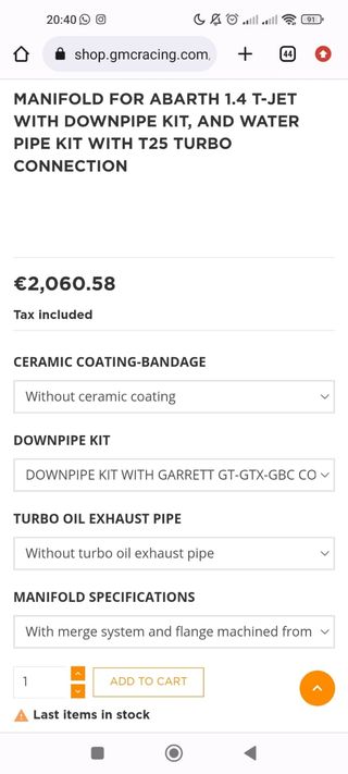 Abarth Kit Colectores GMC + Downpipe
