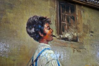 Antigua pintura campesinos