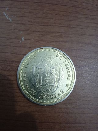 Replica  moneda 20 pesetas 1892 Alfonso 