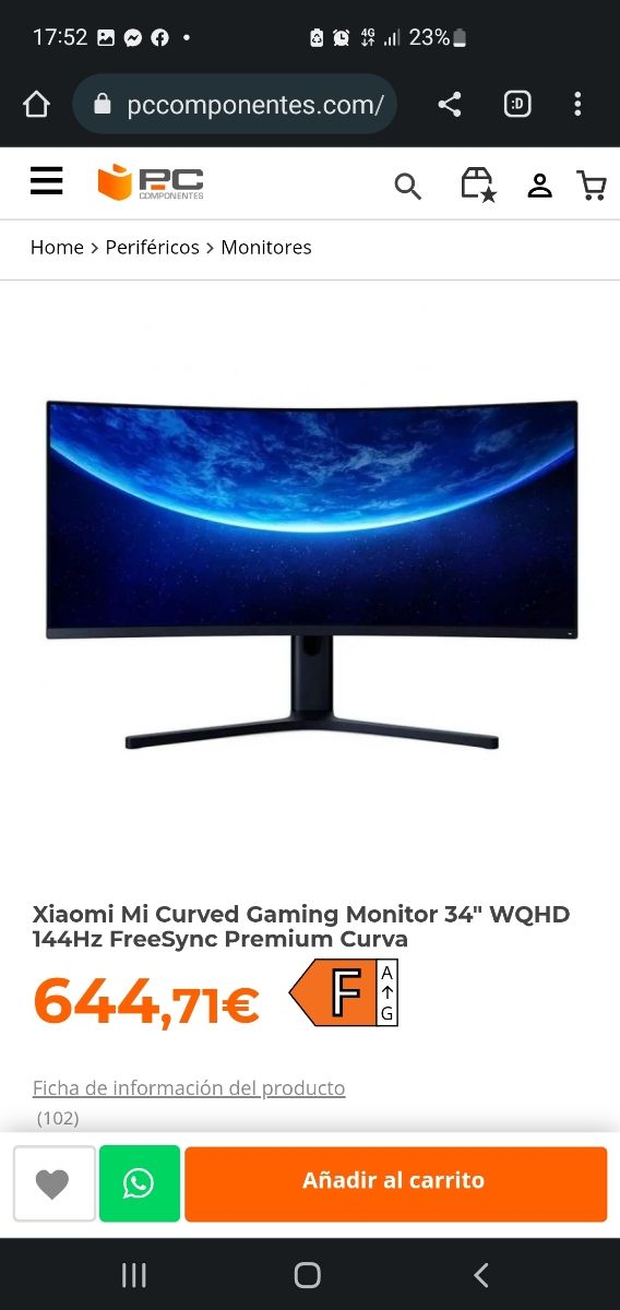 Monitor CURVO Gaming Xiaomi mi curved 34"