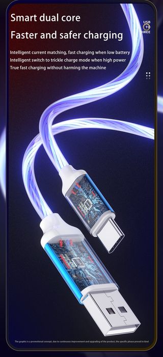 Cable Micro USB tipo C de luz LED brillante de car