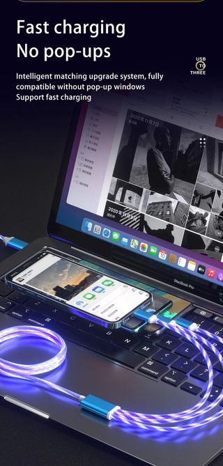 Cable Micro USB tipo C de luz LED brillante de car