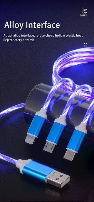 Cable Micro USB tipo C de luz LED brillante de car