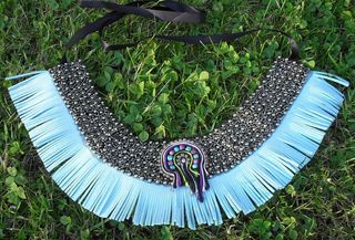Gargantilla flecos turquesa