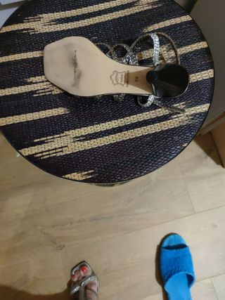 Sandalias Pons Quintana,de piel plateadas