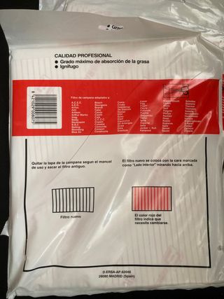 Filtro campana extractora