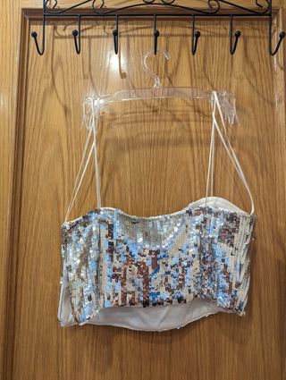 Top lentejuelas plateado Pull&bear