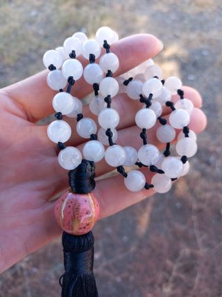 collar mala cuarzo rosa de 54 cuentas