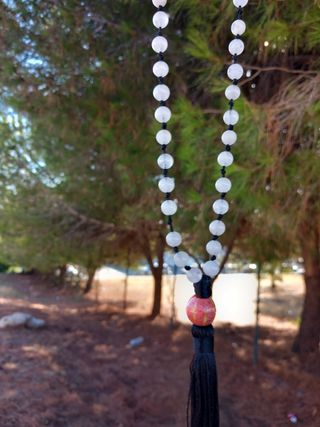 collar mala cuarzo rosa de 54 cuentas