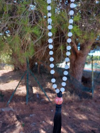 collar mala cuarzo rosa de 54 cuentas