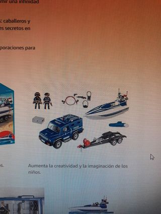 playmovil coche de policia con lancha remolque