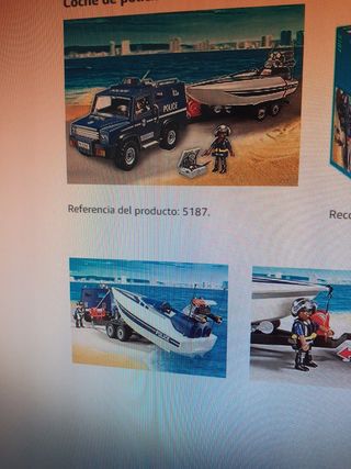 playmovil coche de policia con lancha remolque