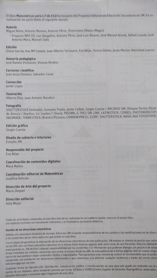 Libro matemáticas 1° ESO