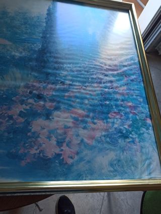 oferta cuadro antiguo con marco y cristal