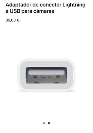 Adaptador de conector Lightning a USB para cámaras