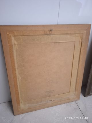 dos cuadros con espejos y bustos romanos de estaño