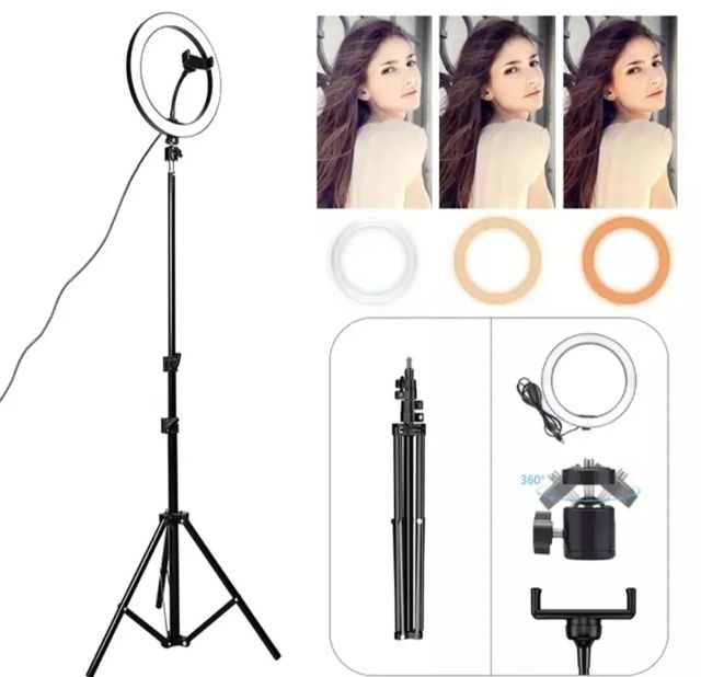 ANELLO LUMINOSO LED 12" CON TREPPIEDI SELFIE 