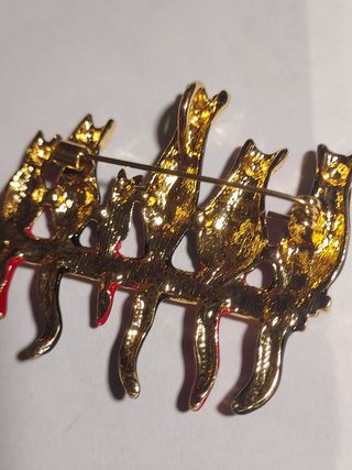 Broche y colgante de collar de 6 gatos bisutería