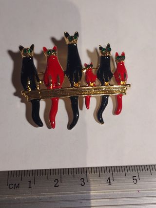 Broche y colgante de collar de 6 gatos bisutería