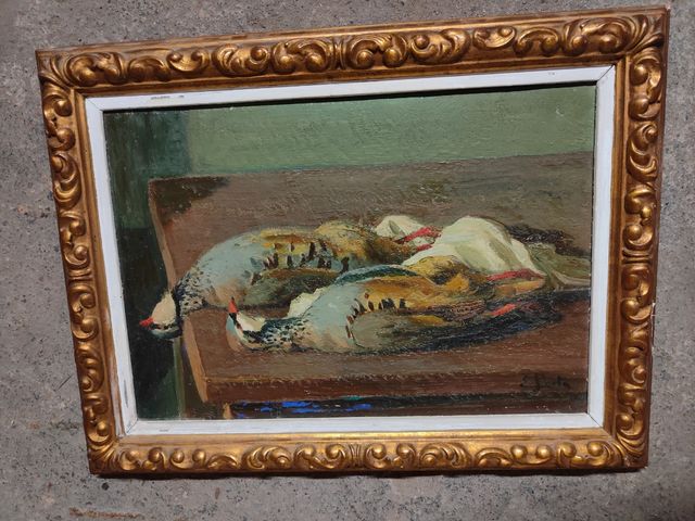 oleo perdices de Enric Porta Pareja de perdiz