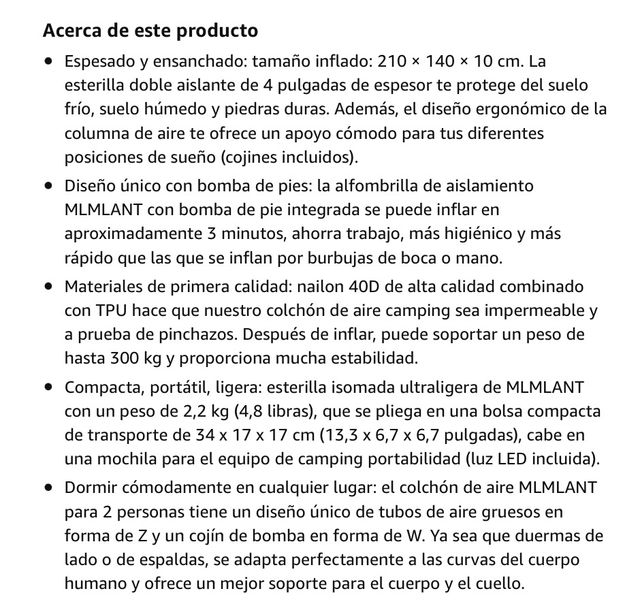 Esterilla Camping Doble