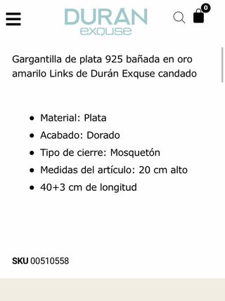 Gargantilla y colgante Durán Exquse - ¡NUEVO!