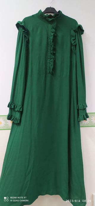 Vestito in crepe di viscosa verde