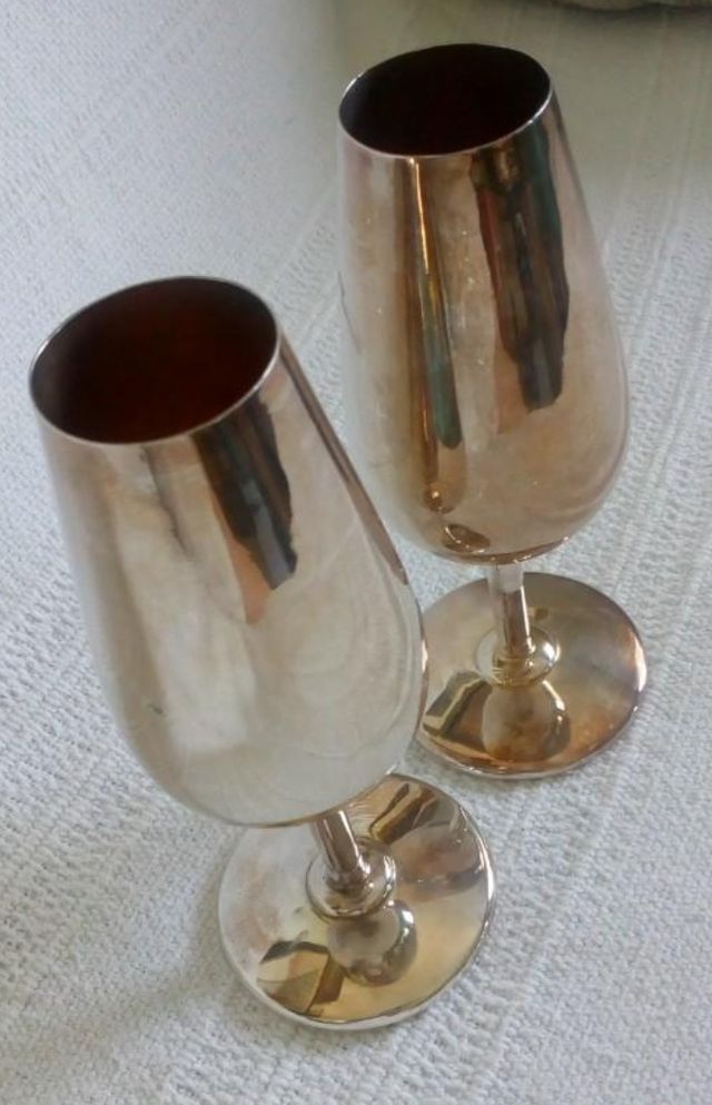 Copas vino y bandeja alpaca plateada