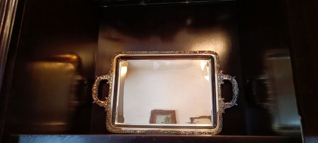 Copas vino y bandeja alpaca plateada