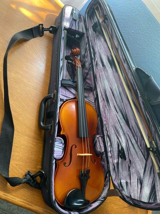 Violín de 1998 con arco, funda, respaldo de cuello