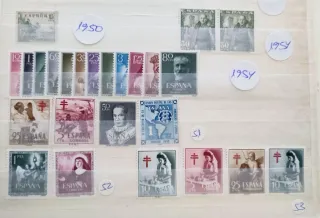 Lote 25 sellos ESPAÑA años 1950 a 1954