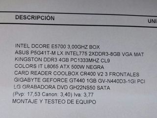 Torre ordenador PC