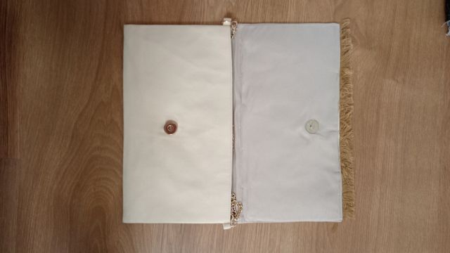 Bolso de mano abalorios y bordado beige