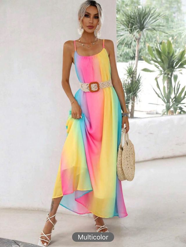 Vestido de tirantes con estampado de colores