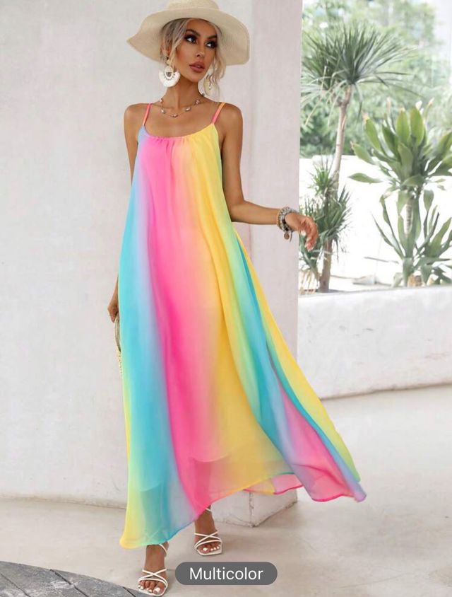 Vestido de tirantes con estampado de colores