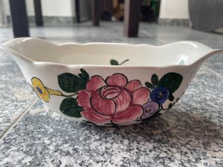 Vecchia salsiera in porcellana Dipinta Vintage